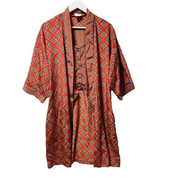 Vintage Claudel 3 Piece Brocade‎ Pajama Loungewear Set